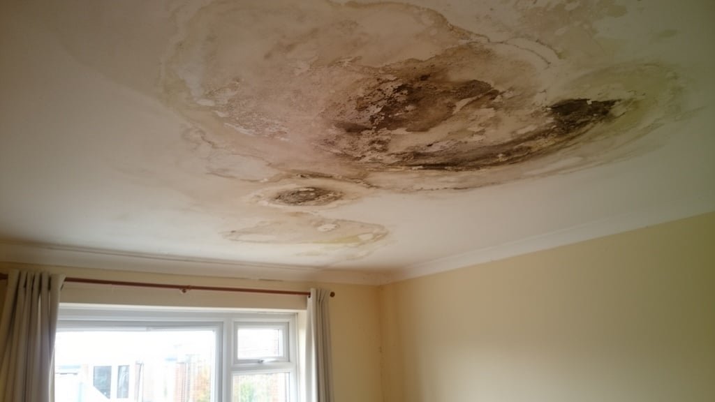 Roof leak water damage