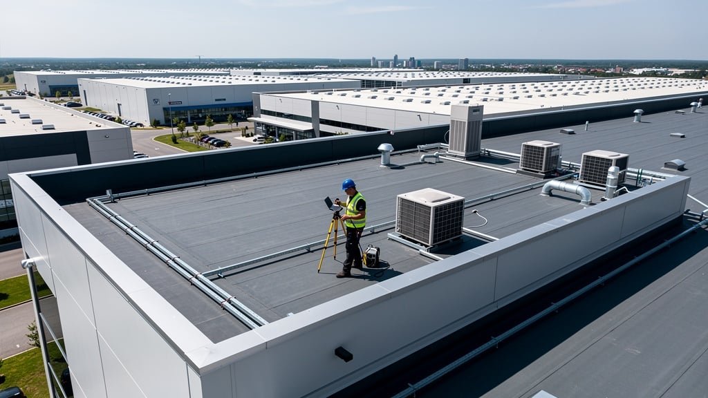 Commercial property flat roof inspection